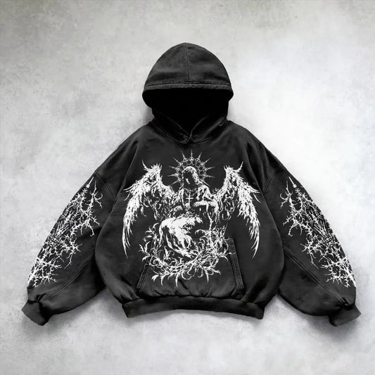 Gothic print washable gym hoodie🖤💀🦇