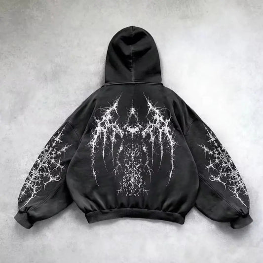 Gothic print washable gym hoodie🖤💀🦇